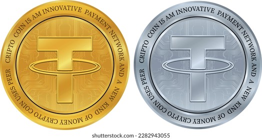 tether stabil virtual currency logo. vector illustrations. 3d illustrations.