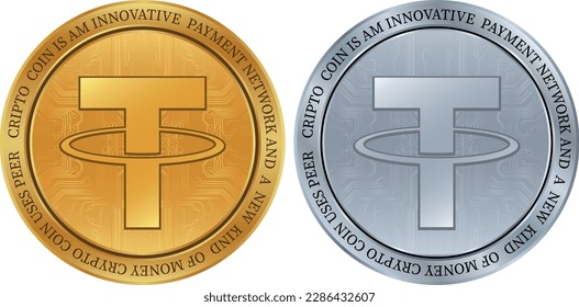 tether stabil virtual currency logo. vector illustrations. 3d illustrations.