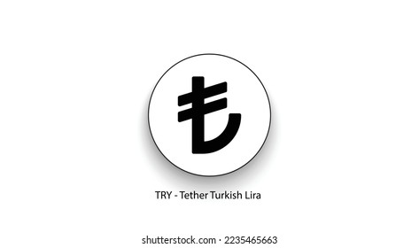 Tether TRY, Tether Turkish Lira Coin cryptocurrency logo on isolated background with copy space. 3d vector illustration of Tether Turkish Lira Coin icon banner design concept.