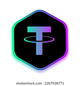 Tether (UDST) Cryptocurrency logo icon and button template vector graphics 