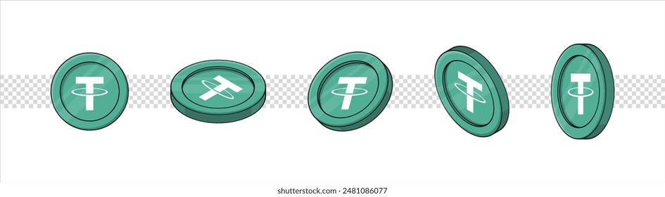 Tether USDT coin cryptocurrency illustration on isolated background