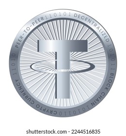 Tether USDT crypto currency coin vector template isolated on white background