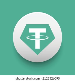 Tether (USDT) Crypto Währung Logo und Symbol Symbole Vektorvorlage. Kann als Aufkleber, Abzeichen, Schaltflächen und Embleme für das Konzept der virtuellen digitalen Geldtechnologie verwendet werden