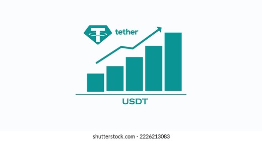 Tether or USDT crypto currency vector themed banner with graphical representation. Cryptocurrency Blockchain technology, digital FIAT in the white background . 