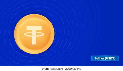 Tether (USDT) cryptocurrency banner and background vector illustration