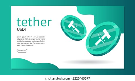 Tether USDT Cryptocurrency banner design. Tecnología Cryptocurrency Blockchain. Ilustración vectorial