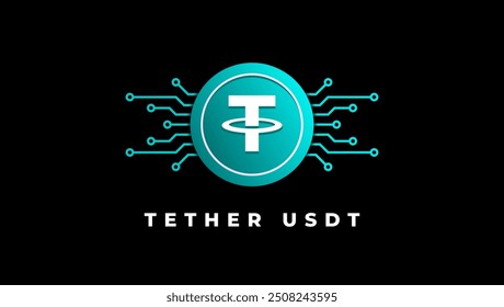 Tether USDt cryptocurrency logo vector illustration for banner or background