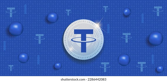 Tee-USDT-Kryptowährungs-Symbol, Vektorgrafik-Banner und Hintergrund-Vorlage