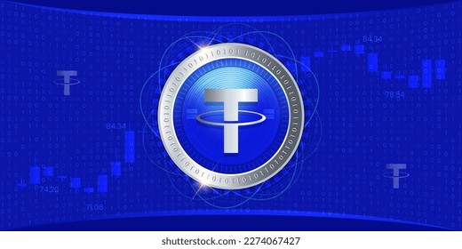 Tether USDT cryptocurrency vector finance banner concept illustration