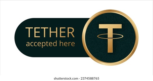 Tether wallet pay accept vector illustration. Digital currency payment