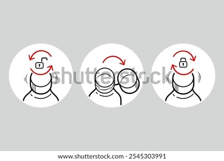 Tethered cap instruction use. The outline icons are well scalable and editable. Contrasting elements are good for different backgrounds. EPS10.	