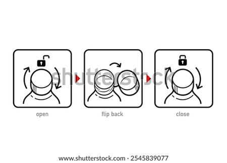 Tethered cap instruction use. The outline icons are well scalable and editable. Contrasting elements are good for different backgrounds. EPS10.