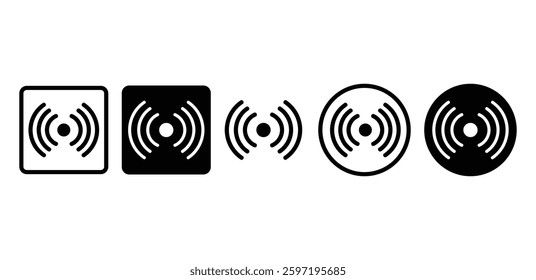 Tethering Hotspot Icons Set Black White Color Wireless Signal Connection Vector Design 