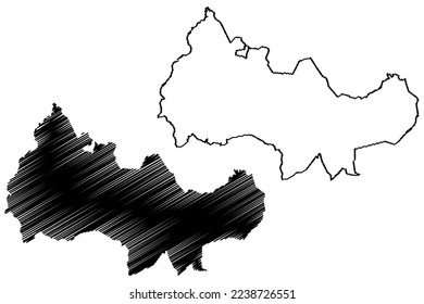 Tetipac municipality (Free and Sovereign State of Guerrero, Mexico, United Mexican States) map vector illustration, scribble sketch Tetipac map