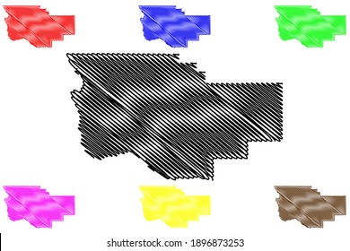 Teton County, Montana (U.S. county, United States of America, USA, U.S., US) map vector illustration, scribble sketch Teton map
