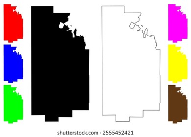 Teton County, State of Wyoming (U.S. county, United States of America, US) map vector illustration, scribble sketch map