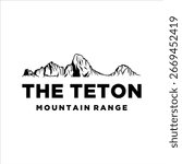 The Teton mountain range logo with classic style design