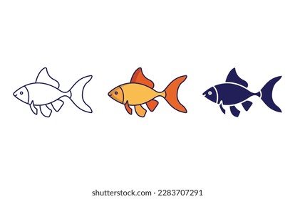 Tetra glofish line and solid vector icons