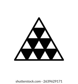 Tetractys. Outlined stroke vector icon with black-filled details.
