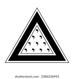 Tetractys symbol in a triangle. Letter Yod from Hebrew alphabet with the numeric value 10, ten times arranged in four rows to a triangular figure. Mystical symbol in secret worship of Pythagoreanism.