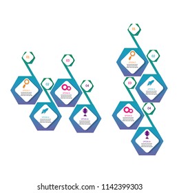 tetragon creative modern timeline infographic template element for workflow,process,presentation with modern rectangular concept design vector