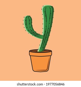 tetragonous cactus vector for wall or icon decoration