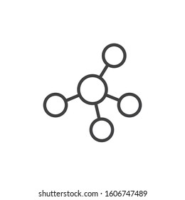 Tetrahedral molecular geometry line icon. linear style sign for mobile concept and web design. Tetrahedral shape formula outline vector icon. Symbol, logo illustration. Vector graphics