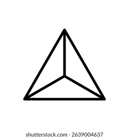 Tetrahedron. Editable stroke vector icon.
