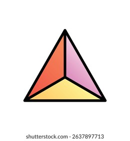 Tetrahedron. Editable vector icon, coloured with outlined stroke.