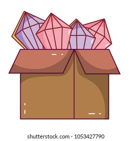 tetrahedron graphic shape inside box package vector illustration