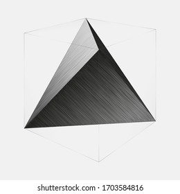 Tetrahedron inscribed in the cube 3d, platonic solid, sacred geometry, universal geometry, drawing sketch