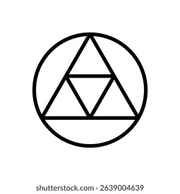 Tetrahedron net. Editable stroke vector icon.