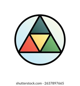 Tetrahedron net. Editable vector icon, coloured with outlined stroke.