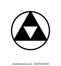 Tetrahedron net. Outlined stroke vector icon with black-filled details.