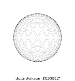 The tetrahedron from triangles on white background. Polygon grid. 3D. Vector illustration.