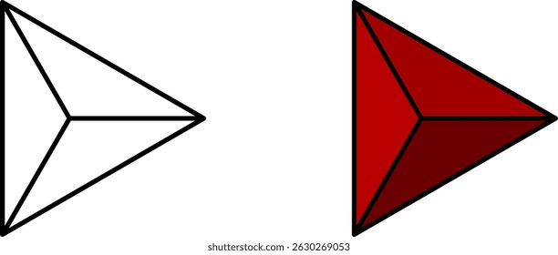 Tetrahedron  vector set , 3D Geometric Shapes Vector Drawing , 3D Mathematical Polyhedra Set