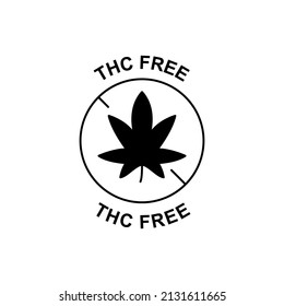 Tetrahidrokanabinol, thc free label icon  in black flat glyph, filled style isolated on white background