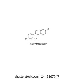 Tetrahydrodaidzein skeletal structure diagram.Isoflavanone compound molecule scientific illustration on white background. svg