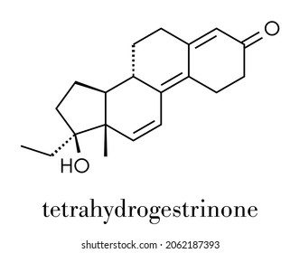 Tetrahydrogestrinone (THG) Anabolic Steroid Molecule. Skeletal Formula.