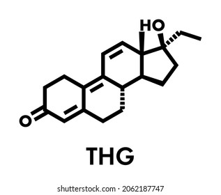 Tetrahydrogestrinone (THG) Anabolic Steroid Molecule. Skeletal Formula.