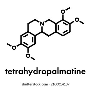 Molécula alcaloide herbal de tetrahidropalmatina (THP). Fórmula esquelética.