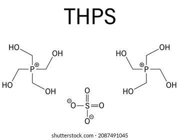 tetrakis hydroxymethyl phosphonium sulfate (THPS) biocide molecule. Skeletal formula. svg