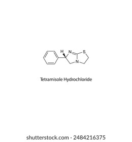 Tetramisol-Flach-Skelett-Molekularstruktur Anthelminthisches Mittel zur Behandlung von Wurminfektionen. Wissenschaftliches Diagramm Vektorillustration.