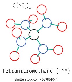 Tetranitromethane CN4O8 molecule isolated on white
