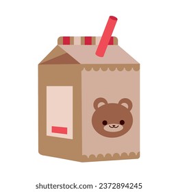 tetrapack box beverage and straw isolated