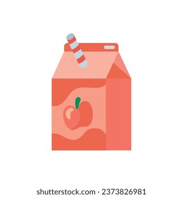 tetrapack box juice and straw isolated illustration