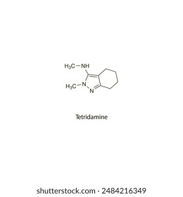 Tetridamin-Flach-Skelett-Molekularstruktur NSAR-Medikament zur Schmerzbehandlung. Wissenschaftliches Diagramm Vektorillustration.