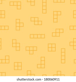 Tetris contour elements. Vector seamless pattern. Game background. Simple illustration. Use for wallpaper, pattern fills, web page background, surface textures. Easy to edit.