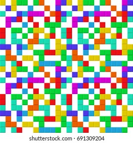 Tetris game. Seamless pattern with brick pieces. Vector illustration.