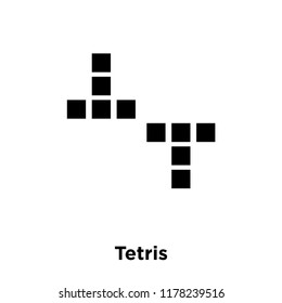 Tetris icon vector isolated on white background, logo concept of Tetris sign on transparent background, filled black symbol